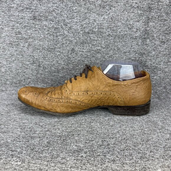 ✅Aldo Oxfords Men’s 9 Soft Brown Leather Wingtip Embroidered Lace Up Dress Shoes - Picture 11 of 11